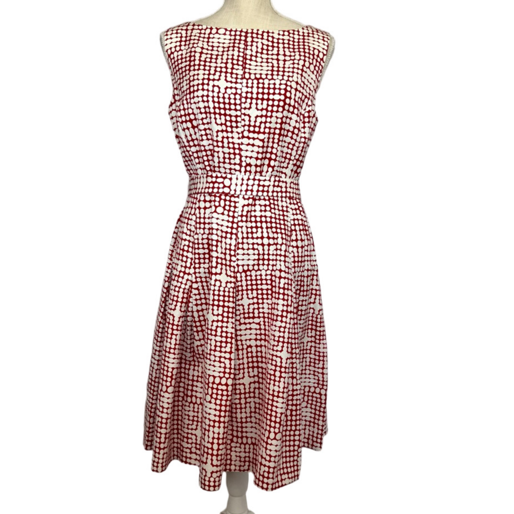 St. John Collection MidiDress Women's 10 Fit & Flare Red & White Sleeveless